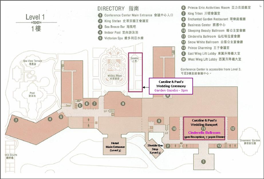 Map - Level 1 - Disneyland Hotel